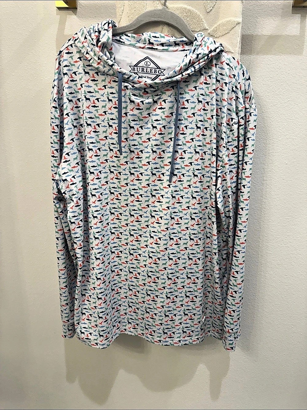 Burlebo Venado Camo Performance Hoodie in White & Blue